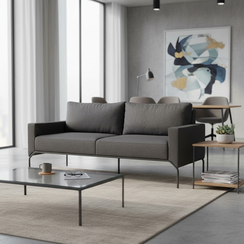 Bon 3'lü Koyu Gri Kanepe