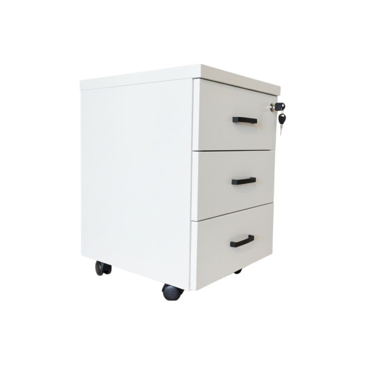 ATOM 3 ÇEKMECELİ BEYAZ MDF TEKERLİ KESON - 2