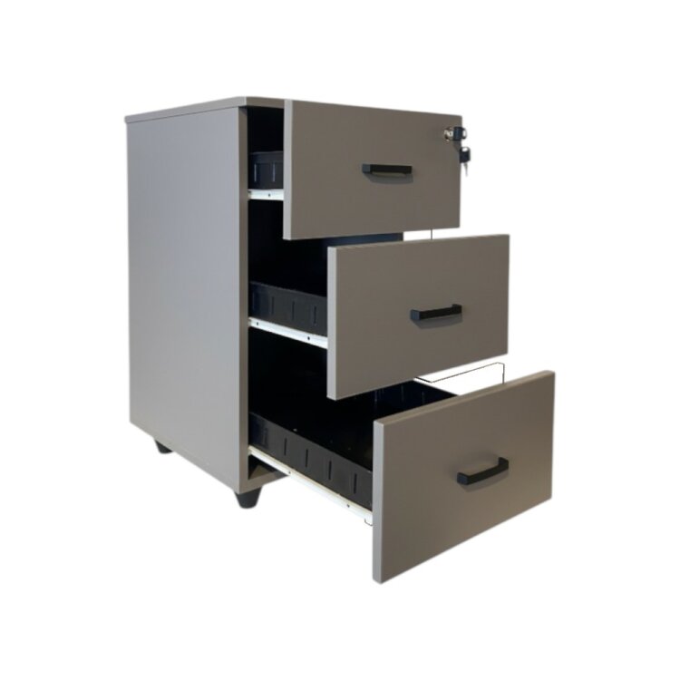 ATOM 3 ÇEKMECELİ KÜL GRİ MDF SABİT KESON - 2