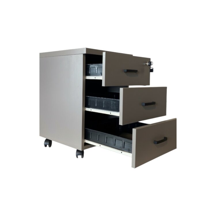 ATOM 3 ÇEKMECELİ KÜL GRİ MDF TEKERLİ KESON - 3