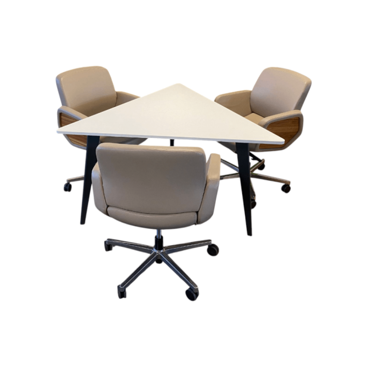 ATOM - 3 KİŞİLİK ÜÇGEN BEYAZ MDF TOPLANTI MASASI - 2