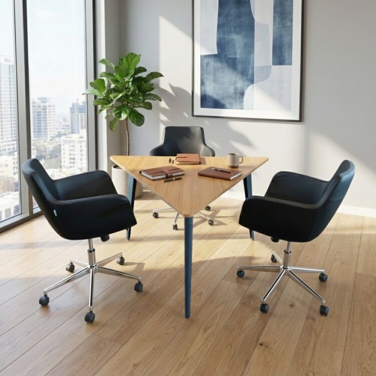 ATOM - 3 KİŞİLİK ÜÇGEN CEVİZ TOPLANTI MASASI - 1