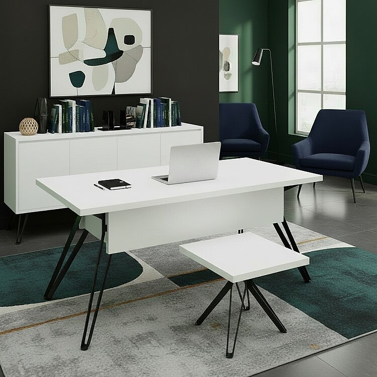ATOM CORDOBA MDF YÖNETİCİ OFİS TAKIMI - BEYAZ - 1
