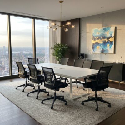 ATOM - DATAPORTLU 10 KİŞİLİK BEYAZ TOPLANTI MASASI - ATOM OFİS