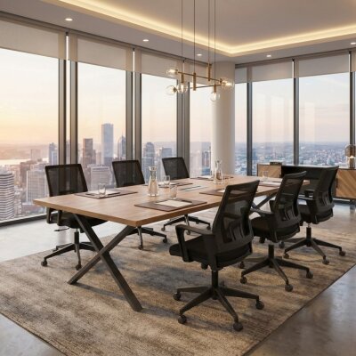 ATOM - DATAPORTLU 8 KİŞİLİK ÇAM TOPLANTI MASASI - ATOM OFİS