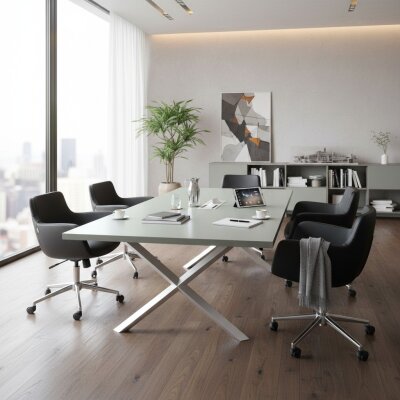 ATOM - DATAPORTLU 8 KİŞİLİK KÜL GRİ TOPLANTI MASASI - ATOM OFİS