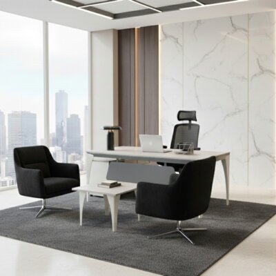 ATOM GRAY SUİT SEHPALI MDF ÇALIŞMA MASASI - ATOM OFİS