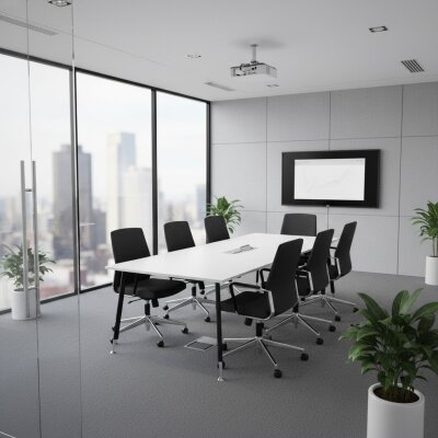 ATOM - KONSEPT DATAPORTLU BEYAZ TOPLANTI MASASI - ATOM OFİS