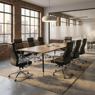 ATOM - KONSEPT DATAPORTLU CEVİZ TOPLANTI MASASI - ATOM OFİS