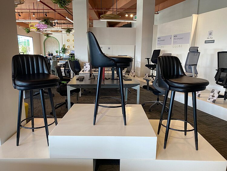 ATOM OFİS - DERİ DÖŞEME AHŞAP AYAK BAR SANDALYESİ(1 YIL GARANTİ) - 3