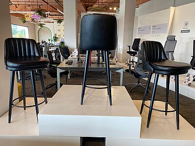 ATOM OFİS - DERİ DÖŞEME AHŞAP AYAK BAR SANDALYESİ(1 YIL GARANTİ) - 4