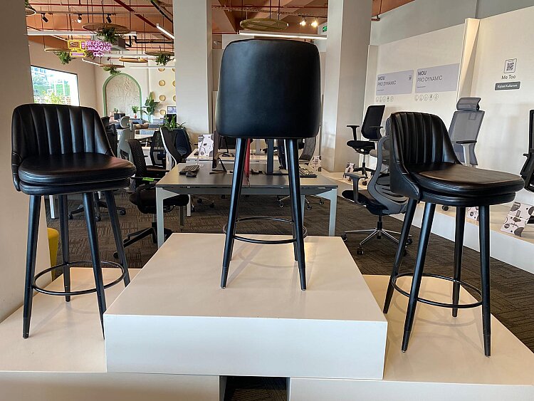 ATOM OFİS - DERİ DÖŞEME AHŞAP AYAK BAR SANDALYESİ(1 YIL GARANTİ) - 4