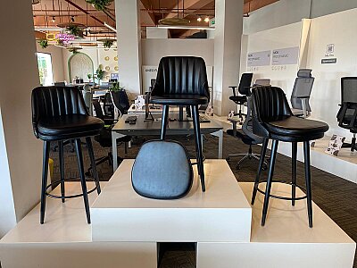 ATOM OFİS - DERİ DÖŞEME AHŞAP AYAK BAR SANDALYESİ(1 YIL GARANTİ) - 5