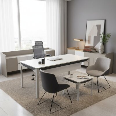 ATOM PLEX WHITE MDF YÖNETİCİ OFİS TAKIMI - 1