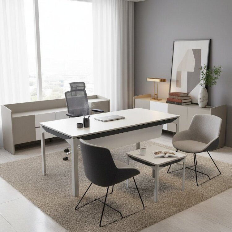 ATOM PLEX WHITE MDF YÖNETİCİ OFİS TAKIMI - 1