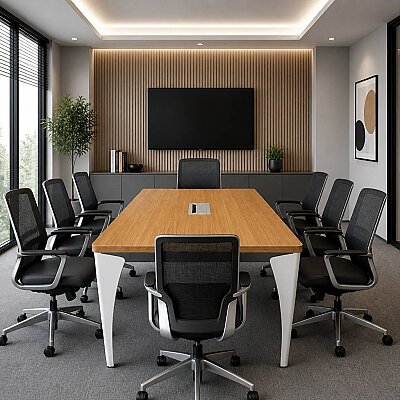 ATOM - PORSCHE DATAPORTLU TEAK MDF TOPLANTI MASASI - ATOM OFİS