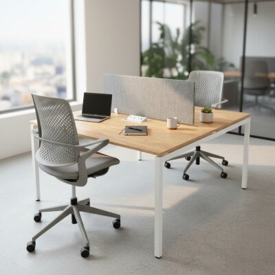 ATOM - SES YALITIMLI DATAPORTLU MDF 2'Lİ ÇOKLU ÇALIŞMA MASASI - ATOM OFİS