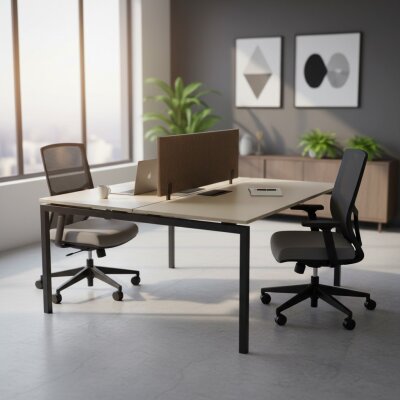 ATOM - SES YALITIMLI DATAPORTLU MDF 2'Lİ ÇOKLU ÇALIŞMA MASASI - ATOM OFİS