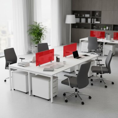 ATOM - SES YALITIMLI DATAPORTLU MDF 4'LÜ ÇOKLU ÇALIŞMA MASASI - ATOM OFİS