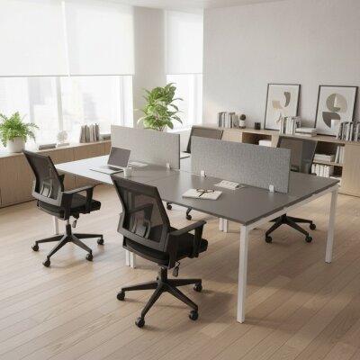 ATOM - SES YALITIMLI DATAPORTLU MDF 4'LÜ ÇOKLU ÇALIŞMA MASASI - ATOM OFİS