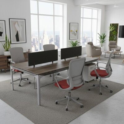 ATOM - SES YALITIMLI DATAPORTLU MDF 4'LÜ WORKSTATİON - ATOM OFİS