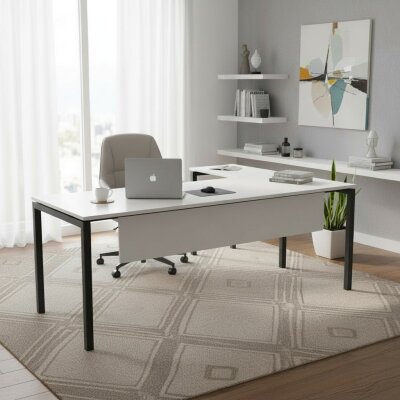 ATOM SMOOTH BEYAZ MDF L ÇALIŞMA MASASI 