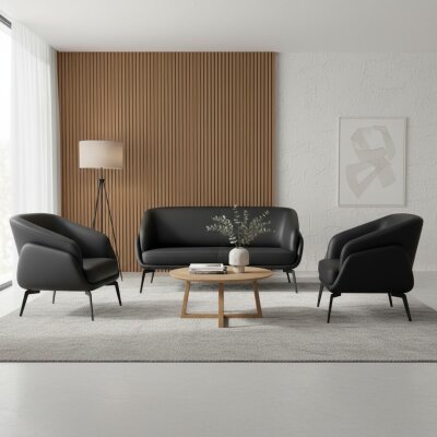 BETTY 3'LÜ SİYAH OTURMA GRUBU TAKIMI - NERR