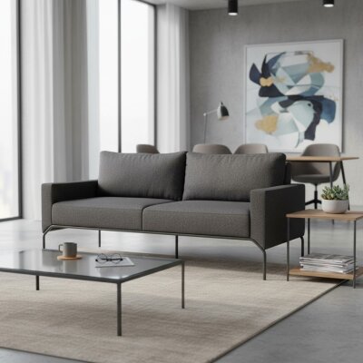 BON 3'LÜ KOYU GRİ KANEPE 