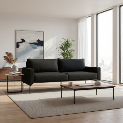 BON 3'LÜ SİYAH KANEPE - ATOM OFİS