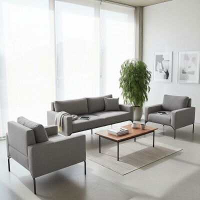 BON AÇIK GRİ 3'LÜ OTURMA GRUBU TAKIMI 