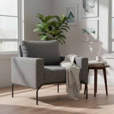 BON AÇIK GRİ TEKLİ BERJER KOLTUK - DOVİ