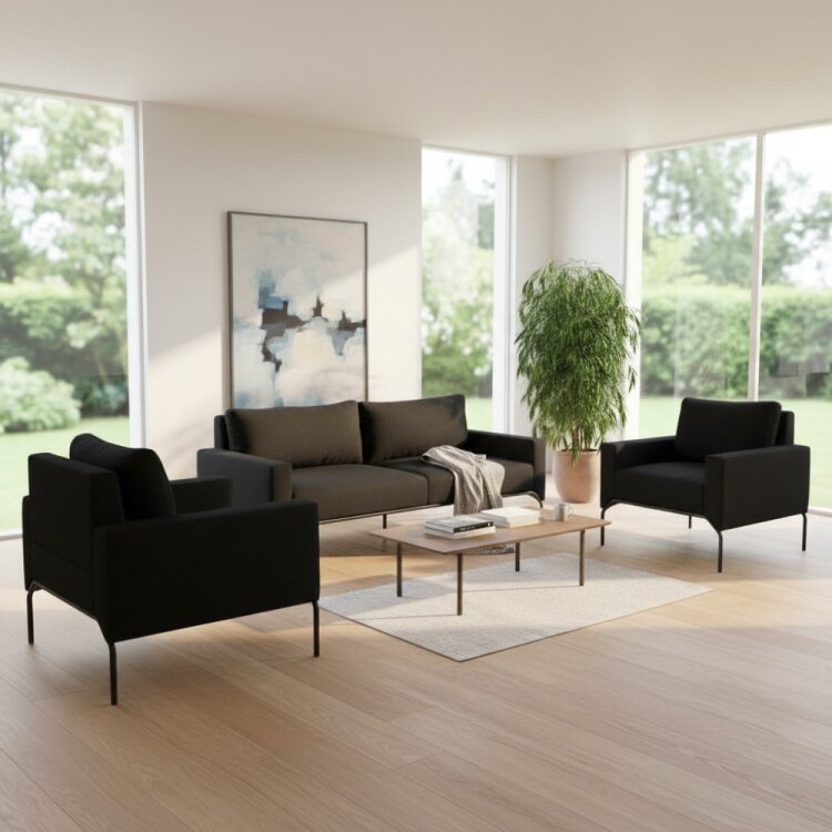 BON SİYAH 3'LÜ OTURMA GRUBU TAKIMI - 1