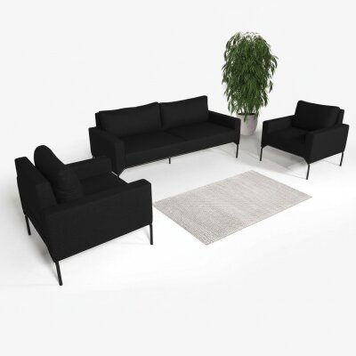 BON SİYAH 3'LÜ OTURMA GRUBU TAKIMI - ATOM OFİS (1)