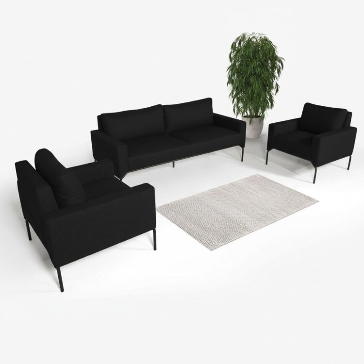 BON SİYAH 3'LÜ OTURMA GRUBU TAKIMI - 2