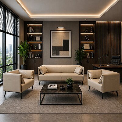 LİVA BEJ 3'LÜ OTURMA GRUBU TAKIMI - ATOM OFİS