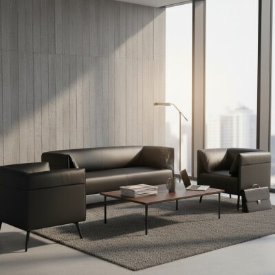 LİVA SİYAH 3'LÜ OTURMA GRUBU TAKIMI - ATOM OFİS