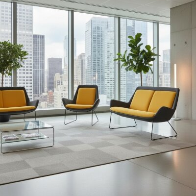 MARS 3'LÜ OTURMA GRUBU TAKIMI - SARI GRİ - ATOM OFİS