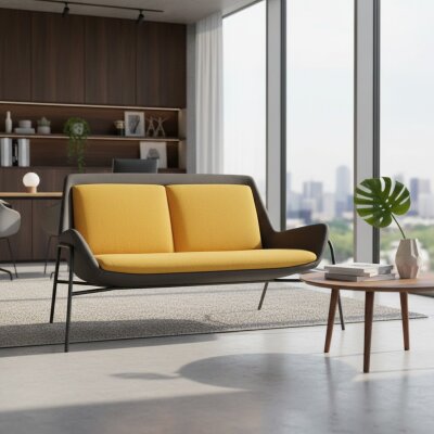 MARS İKİLİ KANEPE - SARI GRİ - ATOM OFİS