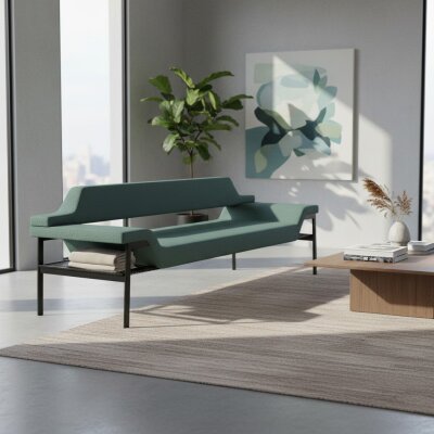 MARTİN KOYU YEŞİL BEKLEME KANEPESİ 