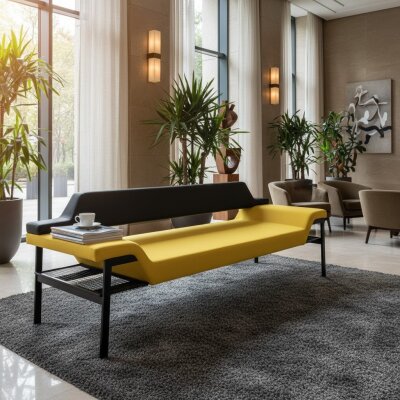 MARTİN SARI - SİYAH BEKLEME KANEPESİ 