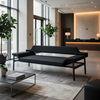 MARTİN SİYAH BEKLEME KANEPESİ 