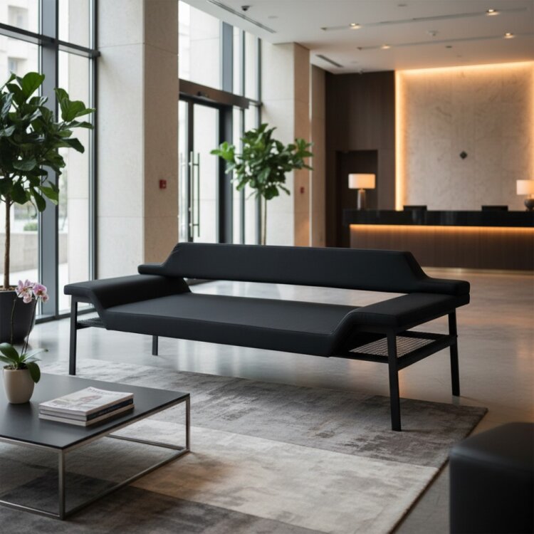 MARTİN SİYAH BEKLEME KANEPESİ - 1