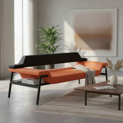 MARTİN TURUNCU - SİYAH BEKLEME KANEPESİ 