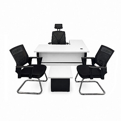 ATOM MEKOM BEYAZ ÇALIŞMA MASASI TAKIMI - 120 CM - ATOM OFİS (1)