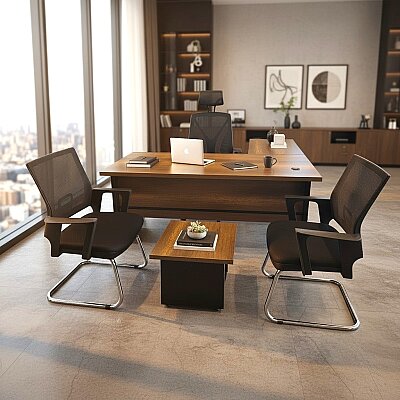 ATOM MEKOM KESONLU L ÇALIŞMA MASASI TAKIMI (SEHPA + ETAJER) - ATOM OFİS