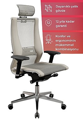 SAMURAI INFINITY GRİ DERİ VE FİLELİ YÖNETİCİ ÇALIŞMA KOLTUĞU - ATOM OFİS