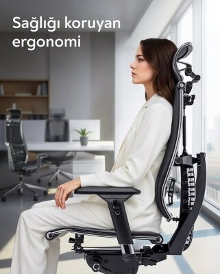 YOGA 4D SİYAH DERİ VE FİLELİ YÖNETİCİ ÇALIŞMA KOLTUĞU - 7