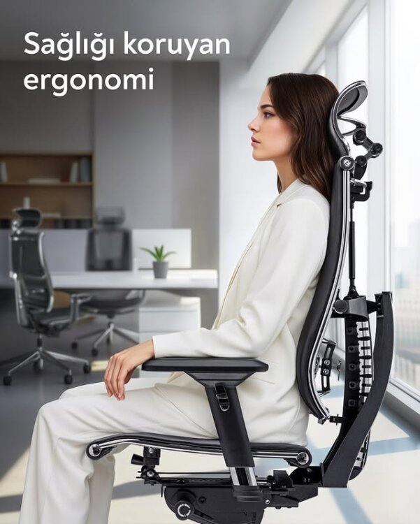 YOGA 4D SİYAH DERİ VE FİLELİ YÖNETİCİ ÇALIŞMA KOLTUĞU - 7