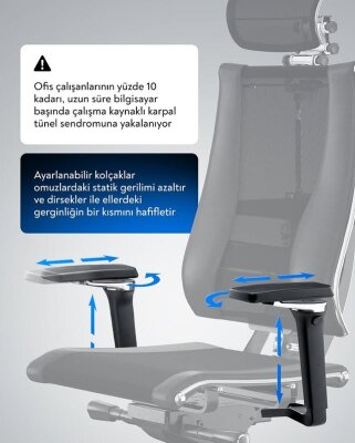 YOGA 4D SİYAH DERİ VE FİLELİ YÖNETİCİ ÇALIŞMA KOLTUĞU - 13
