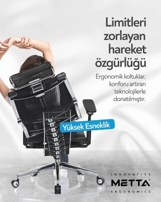 YOGA 4D SİYAH DERİ VE FİLELİ YÖNETİCİ ÇALIŞMA KOLTUĞU - 6